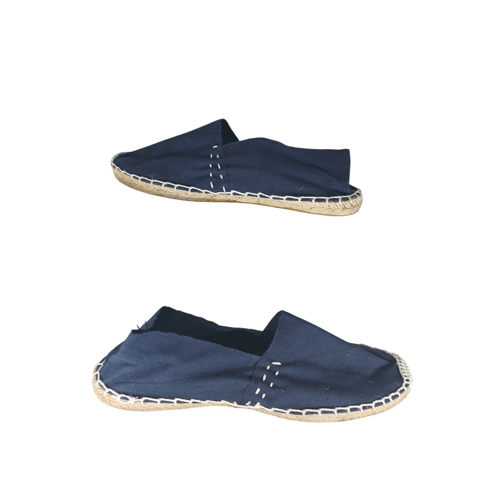 Cosido A Mano Navy Blue Canvas Espadrilles Hand Stitched EU 40 Slip On Flats